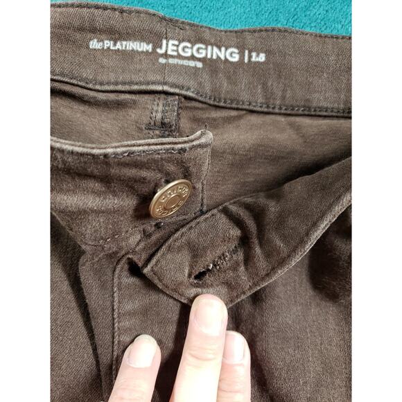 Chicos Jeans 1.5 US Size 10 Womens Brown Stretch Pants Mid Rise Platinum Jegging - Picture 5 of 12